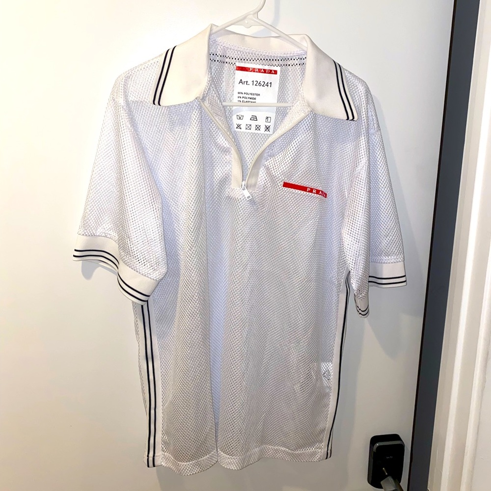 Prada transparent jersey polo shirt white size XL